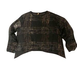 Staley Gretzinger XL Black Art to Wear Sheer Boxy Long Sleeve Lagen Look Top